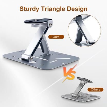 3-in-1 Projector Stand Table, Desk, Wall and Ceiling Mount with 1/4-Inch Screw, Foldable, Easy Setup, Compact Portable, Height Adjustable and Compatible with Most Projectors for Home,Outdoor (Silver)