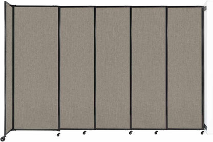 Wall-Mounted Sliding StraightWall Room Divider | Adjustable Widths | Locking Wheels | Room Separator | Up to 11'3" Wide x 7'6" Tall Warm Pebble Fabric Panels