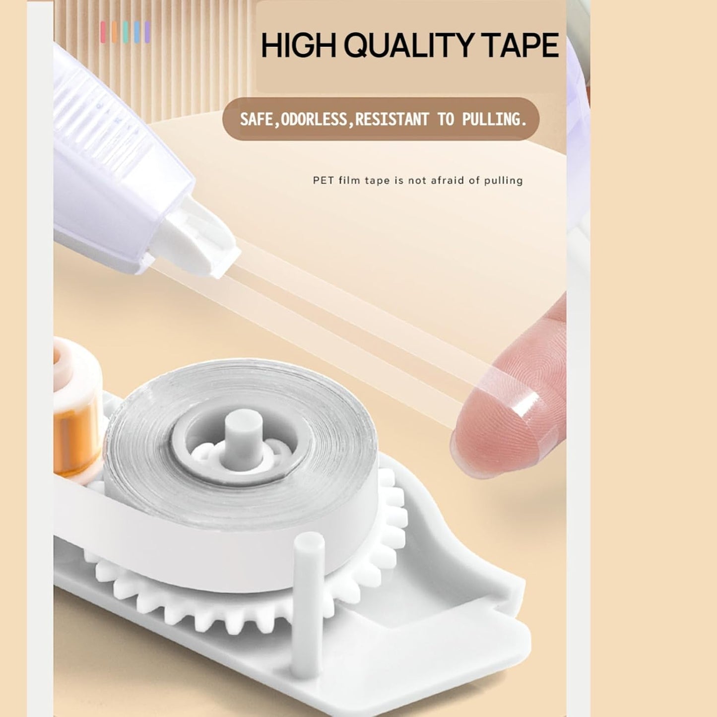 Refillable Quick-Dry White Correction Tape Set, 118ft(36m) Total, Pack of 6, Aesthetic Cute Pen-Shaped Applicator, School & Office Supplies(White)