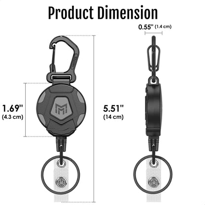 MNGARISTA 2-Pack Retractable Keychain, Heavy Duty Carabiner Badge Holder, Tactical ID Badge Reel Key Chain with 31.5” Steel Retractable Cord, 8.0 oz