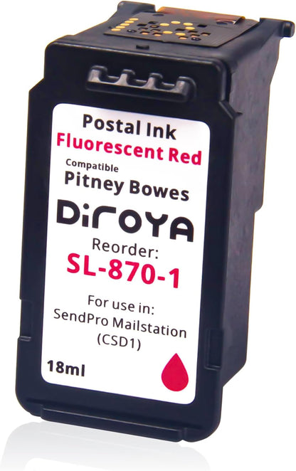 SL-870-1 Ink Cartridge 18ML High Yield Replacement for Pitney Bowes SendPro Mailstation Fluorescent Red Postage Ink (CSD1) (1 Pack)