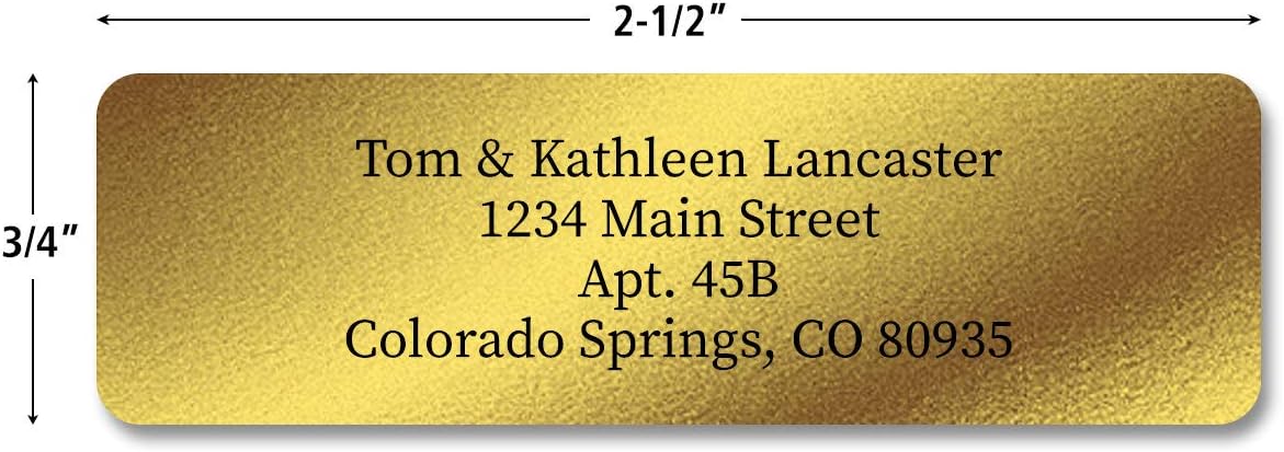 Personalized Return Address Labels, Roll of 250 Gold Foil Self-Adhesive Labels Without Dispenser, Customize with Name & Shipping Address, Colorful Images