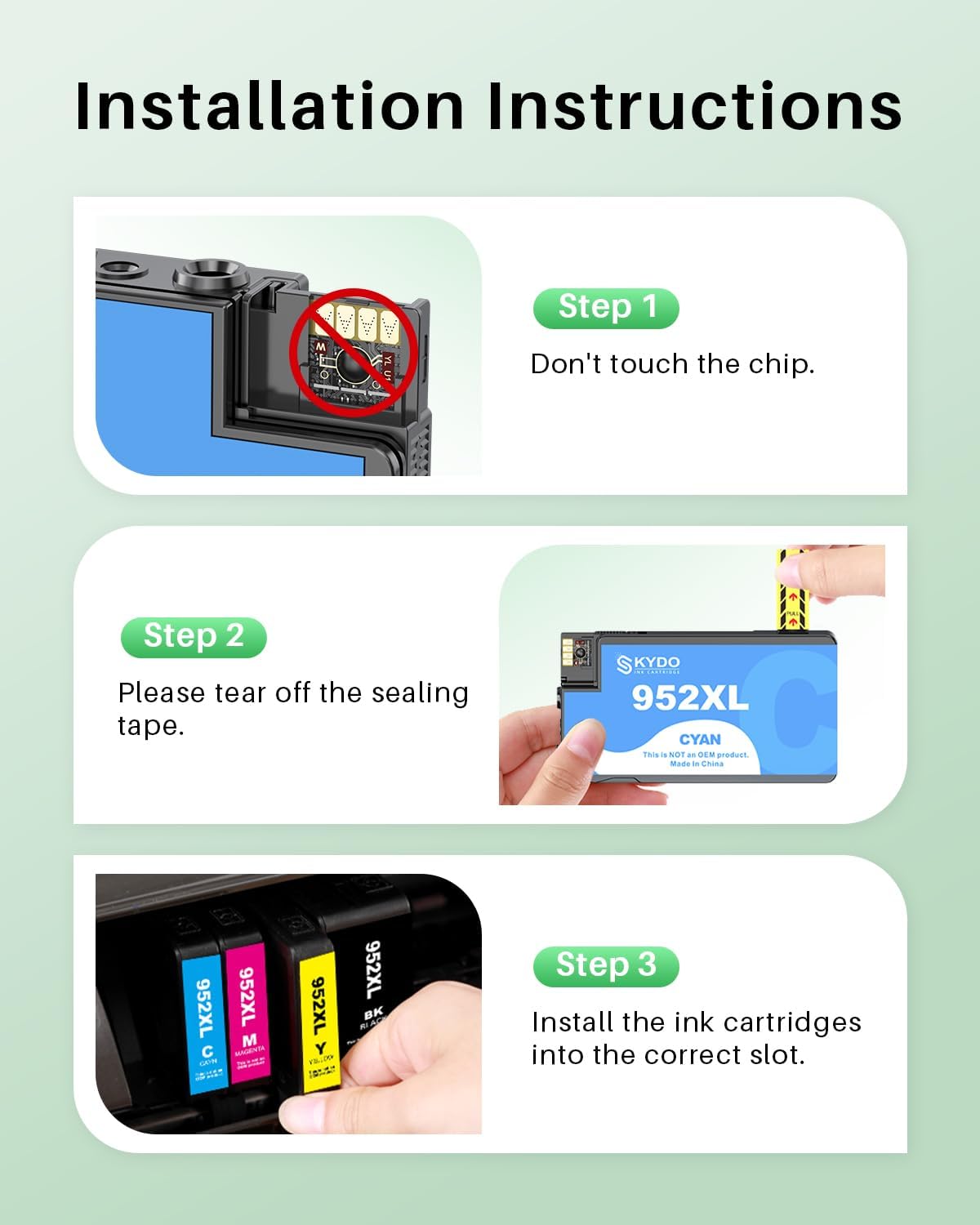 Compatible 952XL Ink Cartridges Combo Pack Replacement for 952 952XL 952 XL Ink Cartridges Color Use with Officejet Pro 8720 8702 8710 7740 7720 8725 8715 8210 8740 (4 Pack, BK/C/M/Y)