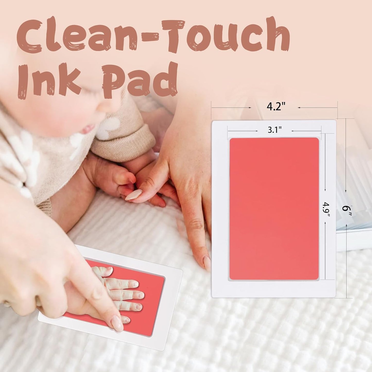 Inkless Baby Hand and Footprint Kit,Clean-Touch Ink Pad Kit,Safe No Mess Printing Infant Hand Foot Stamp,4 Pack Newborn Inkless Print Pads Best Keepsake or Gifts for Family