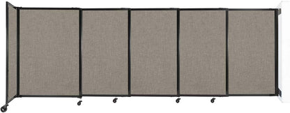 Wall-Mounted Sliding StraightWall Room Divider | Adjustable Widths | Locking Wheels | Room Separator | Up to 11'3" Wide x 4' Tall Warm Pebble Fabric Panels