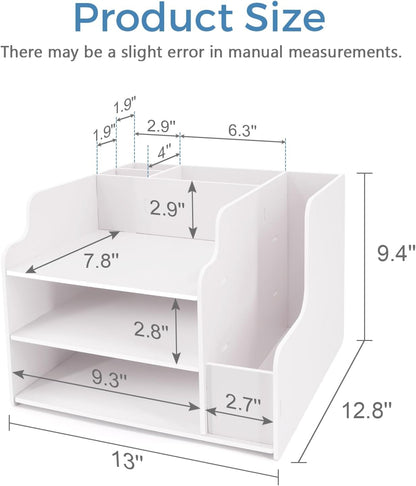 SONGWAY Desk File Organizer and Accessories - 3 Tier Paper Organizer with Horizontal and Vertical File Folder Holders, Paper Letter Tray, Desk Organizers and Storage for Home Office School