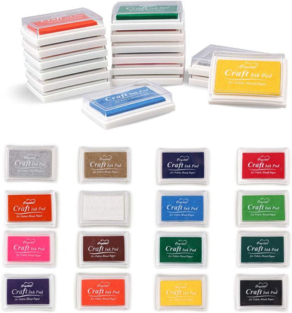 XoreArt Finger Ink Pads for Kids Washable Craft Ink Stamp Pads, 16 Color DIY for Rubber Stamps, Paper, Scrapbooking, Wood Fabric, Best Gift for Kids