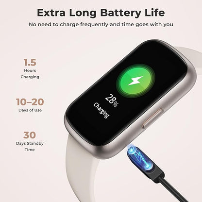 Fitness Tracker with 24/7 Heart Rate, Blood Oxygen, Sleep Monitor, 3ATM Waterproof Fitness Watch/Smart Watch/Activity Tracker, Pedometer/Step Counter, Calorie Tracker for Women Men, Starlight
