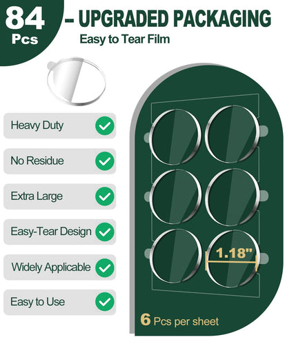 Extra Large 1.18" Museum Sticky Putty Heavy Duty Removable No Residue, Upgraded Easy-Peel Film, Wall Putty for Hanging Things, Crafts, Balloons, Posters & DIY, 84 Pcs