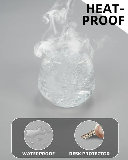 Leather Desk Pad Cover- 48" x 17" Office Desk Protector, Non-Slip PU Leather Mouse Pad, Waterproof Blotter Mat for Home (Light Grey)