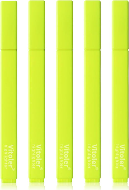 Vitoler Yellow Highlighter,5pcs Fluorescent Yellow Highlighter Chisel Tip,Cute Highlighters for School, Home, Office