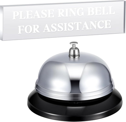Desk Bell for Service and Please Ring Sign 2" x 8" Acrylic No Receptionist Sign Call Ring Bell for Office Hotel Restaurant Counter Reception Area