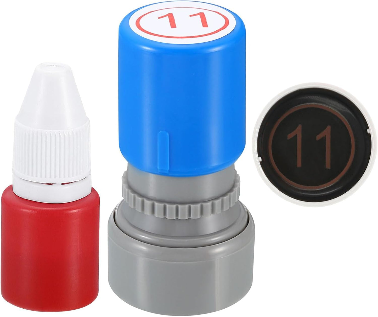 PATIKIL Number Stamps Self Inking, Numeral 11 Number Stamp Teacher Stamp Initial Stamp Ink Stamp for Class Notebook Scrapbooking DIY Craft Style 2, Red Ink
