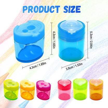 4 Pcs Pencil Sharpeners with Lid, 2025 New Small Dual Hole Manual Pencil Sharpener, Colored Handheld Pencils Sharpener for Classroom Home Office Back to School Supplies (Oval)
