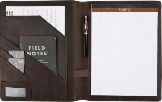 Genuine Leather Padfolio,Free Engraved Name, Personalized Leather Portfolio, A4 Document Folder Legal Pad Padfolio, Resume Folio for Men & Women