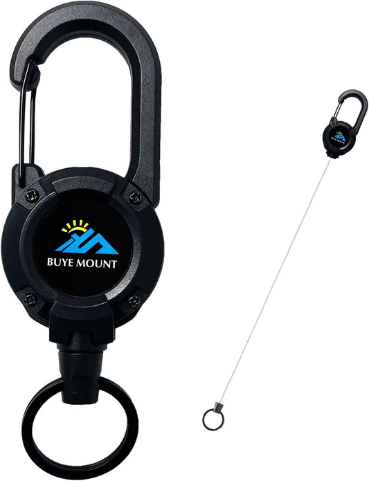 Retractable Keychain Heavy Duty, Multitool Carabiner Badge Holder, Retractable Keychain Clip Id Holder, Upgraded 58cm Stainless Steel Cord, Suitable for Men and Women Black