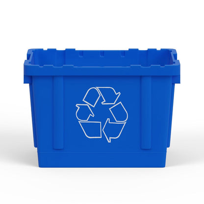 14 Gallon Rectangular Blue Recycling Bin | 4 Pack | Inside Outside Curbside | Stackable Box for Paper Plastic