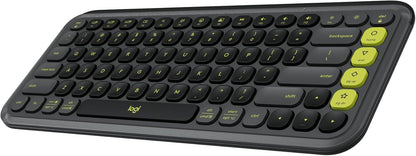 Logitech POP ICON Keys Wireless Bluetooth Keyboard, Comfortable Typing, Programmable Keys, Easy-Switch Between up to 3 Devices, for Laptop, Tablet, PC – Graphite and Green
