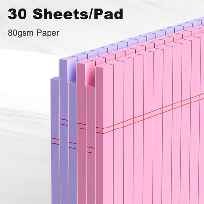 Pink Purple Legal Pads 8.5 x 11 Wide Ruled, Note Pads 30 Sheets/Pad, 20lb Colored Notepad Paper, Perforated Notepad with Sturdy Back