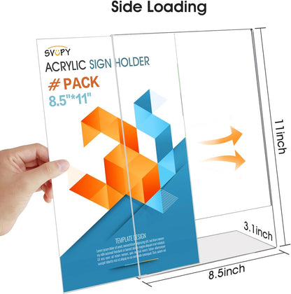 Acrylic Sign Stand Holder - 8.5x11 Inches Plastic Acrylic Literature Holders, 12 Pack Sign Holders Suit for Flyer, Magazine, Pamphlet, Booklet Display