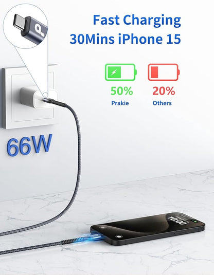 USB C to C Cable 1FT, 2Pack USB C Cable, Long Type C Fast Charging Cable Nylon Braided USBC Charger Cord Compatible with iPhone 17/16/15/Pro/Plus/Pro Max/Samsung Galaxy S23/LG and More