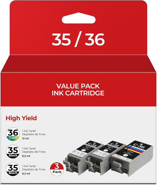 PGI-35 CLI-36 Ink Cartridges PIXMA TR150 PIXMA TR160 PIXMA iP110 PIXMA iP100 Compatible with Canon 35 36 Ink Cartridges Compatible for PIXMA TR150 TR160 iP110 iP100 TR 150 Printers (2-Black, 1-Color)