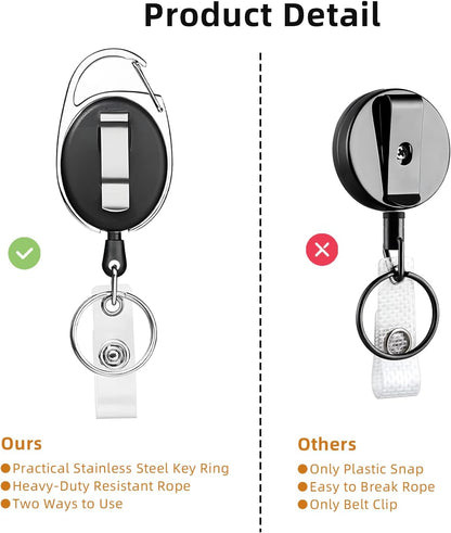 72 Pack Badge Reels Retractable Badge Holders with Clip Key Ring Liubeili Name ID Badge Clips Keychain for Nurse Doctor Employee Worker, Black