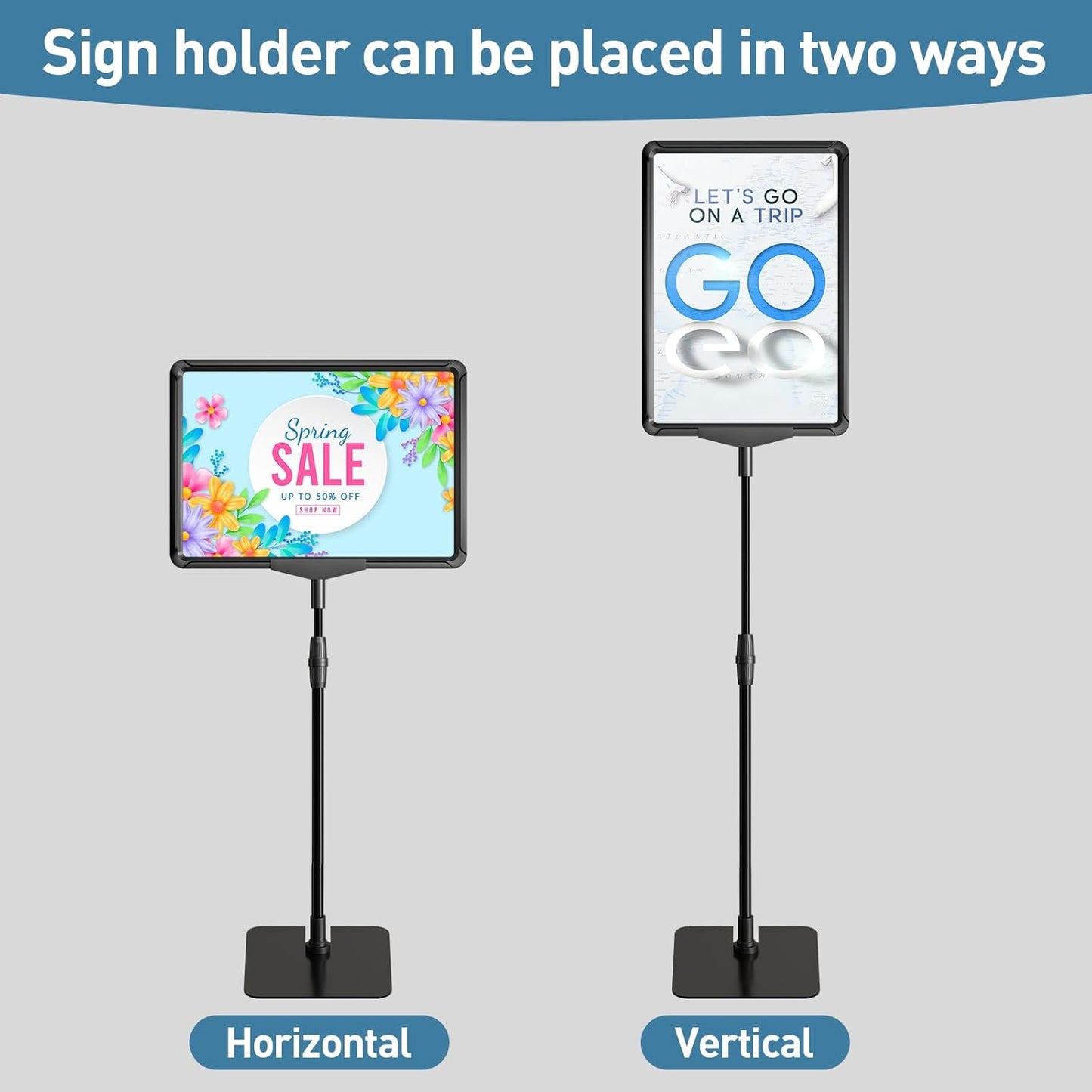 Sign Holder Stand 8.5 x 11,Sign Stand for Display,Adjustable Sign Holders For Table Top,Suitable for indoor use