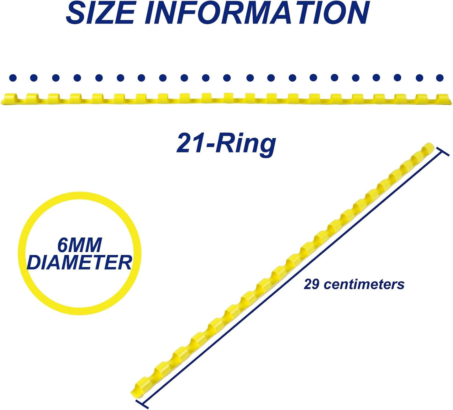 Rayson CR-6-100-M Plastic Binding Combs 1/4in. 21-Ring, 20-Sheet Capacity, Colorful Comb Binding Spines, Max. Binding A4 Size Paper (8.3"×11.7"), Box of 100