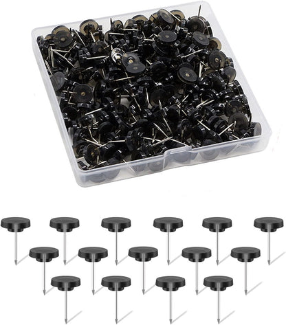 Black Push Pins for Cork Board,Flat Thumb Tacks for Wall Hangings,120 Pcs Flat Head Push Pins for Bulletin Board Plastic Thumb Tacks Steel Point in Reusable Box