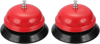 uxcell 2Pcs Desk Service Call Bell, 3.35 Inch Metal Dinner Service Bell Ring for Hotel Restaurant Reception Area and Wedding Party Events, Red