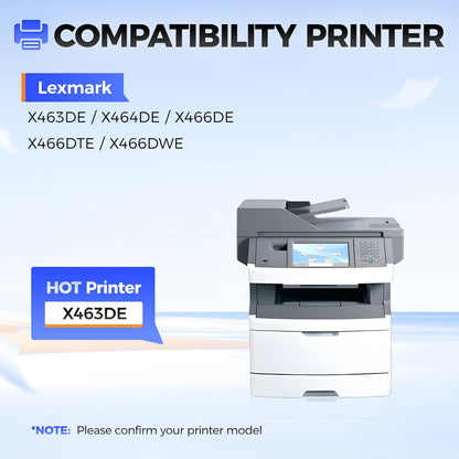 X463X11G Toner Cartridge Black 1-Pack High Yield with Chip Replacement for Lexmark X463X X463X11G Toner Cartridges Compatible with Lexmark X463 X463de X464 X464de X466 X466de X466dte X466dwe Printers