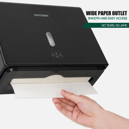 Wall-Mounted Paper Towel Dispenser – Fits Tri-Fold Towels up to 10x3.1 Inches, Holds 200 Sheets, Ideal for Home & Commercial Use (Black)