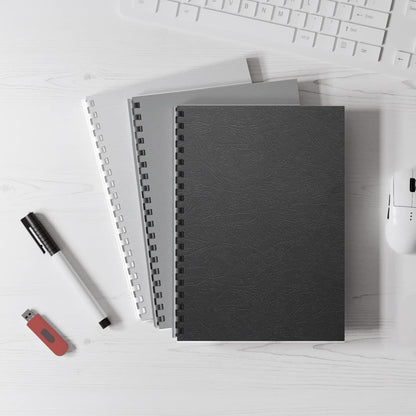 Binditek 25 Pack 16 Mil Grain-Texture Paper Binding Presentation Covers, 8.5 x 11 Inches, 110lb, Un-Punched, Letter Size, Black, Office Supplies