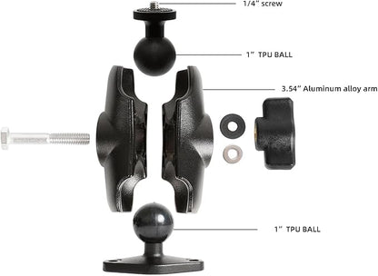 xik Camera Mount Holder: 1" Ball Rhombic Base, 1/4"-20 Thread - Fits Logitech Security Camera，DSLR, CCTV, Action Cam, Projector - Install on Wall, Desk, Car (AMPS), Boat