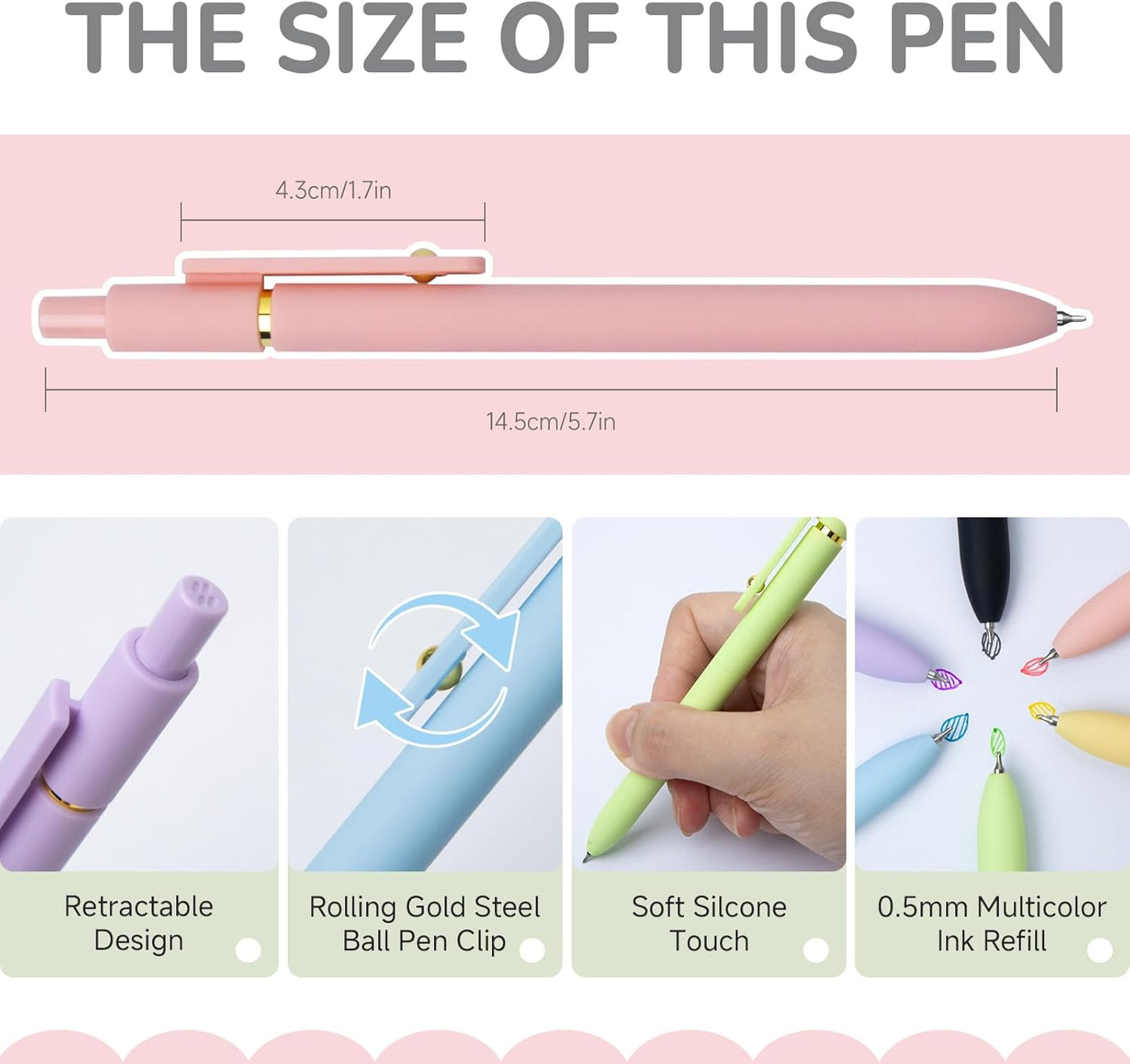 6 Pcs Color Pens for Journaling 0.5mm Fine Point Colored Gel Ink Pen, Smooth Writing Colorful Pens for Note Taking, Gift Set for Women & Men (6 Pcs Vibrant Gold)