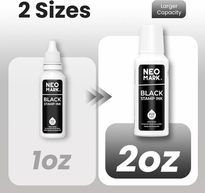Premium Stamp Ink, Quick-Drying & AP-Certified Non-Toxic Refill Ink for Self-Inking Stamps, Date Stamps and Stamp Pads (Black, 2oz)