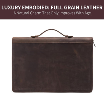 Personalized Genuine Leather 3 Ring Binder Portfolio, Custom Engraved 8.5 x 14 Legal Size Pad Padfolio, Hidden Handle, 15” Laptop Organizer, Zip Professional Business Folio, Dark Khaki