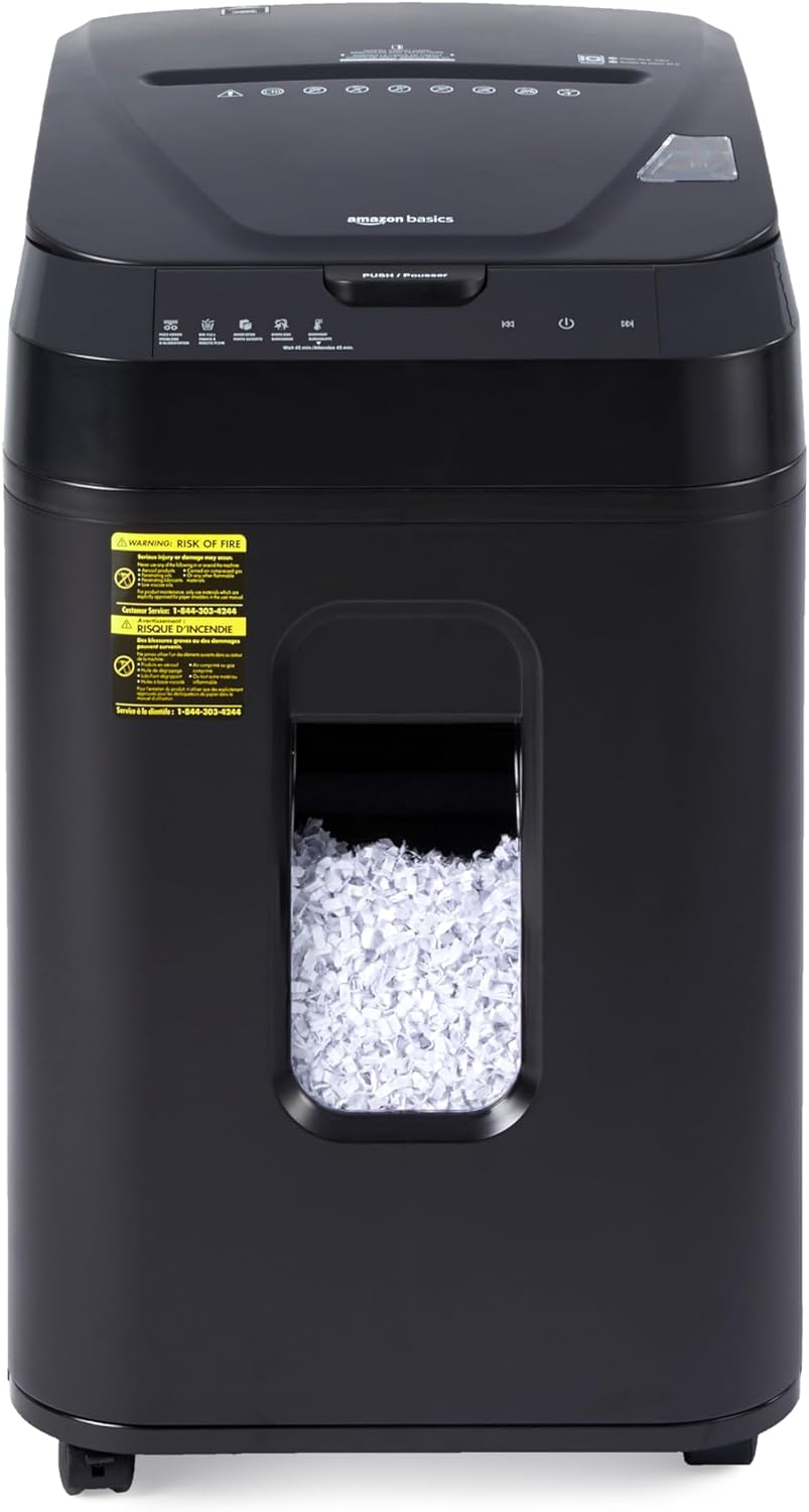 Amazon Basics 150 Sheet Autofeed Micro Cut Paper Credit Card Shredder for Security, Black