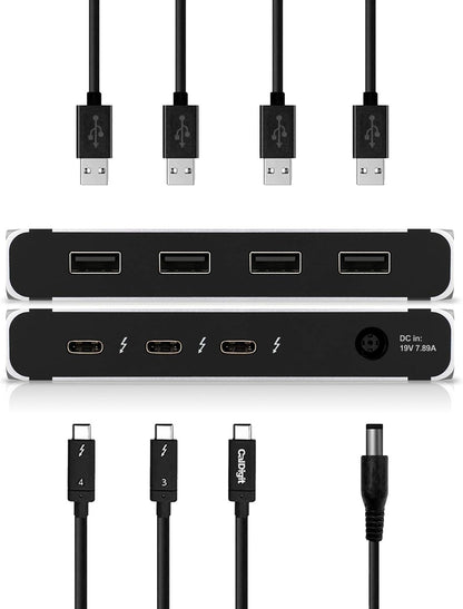 CalDigit Thunderbolt 4 Element Hub - 4X USB4 Ports, USB 3.2 Gen2 10Gb/s, Single 8K or Dual 4K Displays, 60W Charging, 0.8m Cable