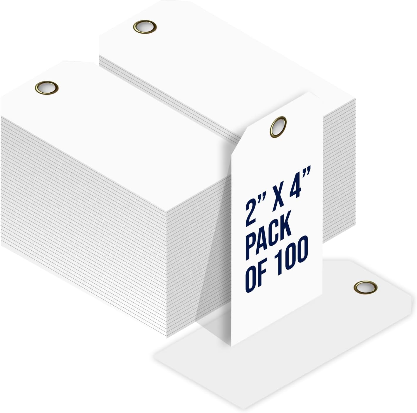 Tags 4 Less 15 Mil Waterproof Plastic Tags, Pack of 100 – 2” x 4” Heavy Duty Plastic Tags for Labeling, Outdoor Tagging, Equipment Labeling, Luggage, Valves & More (White)