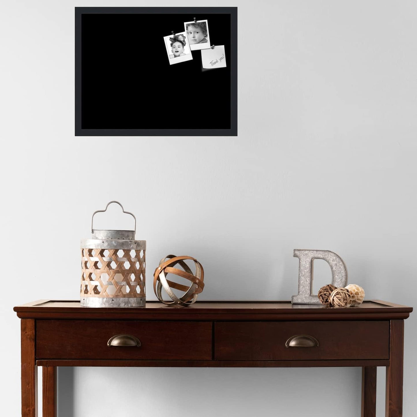 PinPix 22x17 Inch Cork Bulletin Board. This Decorative Framed Pin Board Comes with Solid Black Design and a Satin Black Frame. Ideal for Home Office Decor or Message Board (PinPix-622)