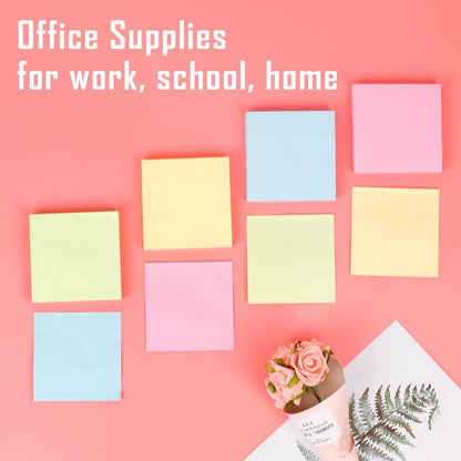 HappyHapi Sticky Notes 3x3 Inches Bulk 36 Pack 3600 Sheets Colored Self-Stick Pads, 100 Sheets/Pad, 4 Bright Colors (Yellow, Green, Pink, Blue) for Office Supplies, School, Home