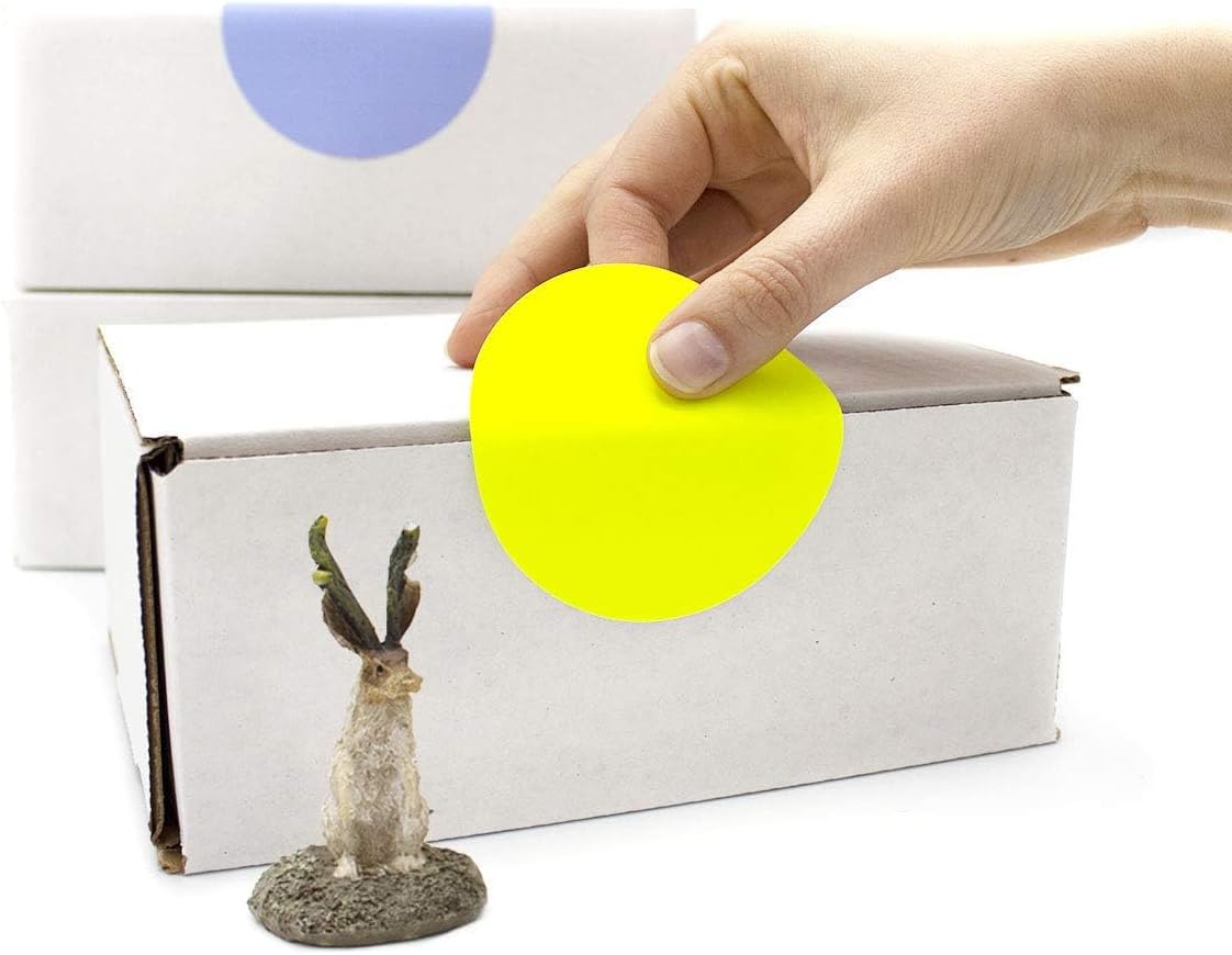 ChromaLabel 3 Inch Circle Sticker Labels, High Visibility Round Colored Stickers, Permanent Labels - 500 Sticky Dots per Roll, Fluorescent Yellow Dot Stickers