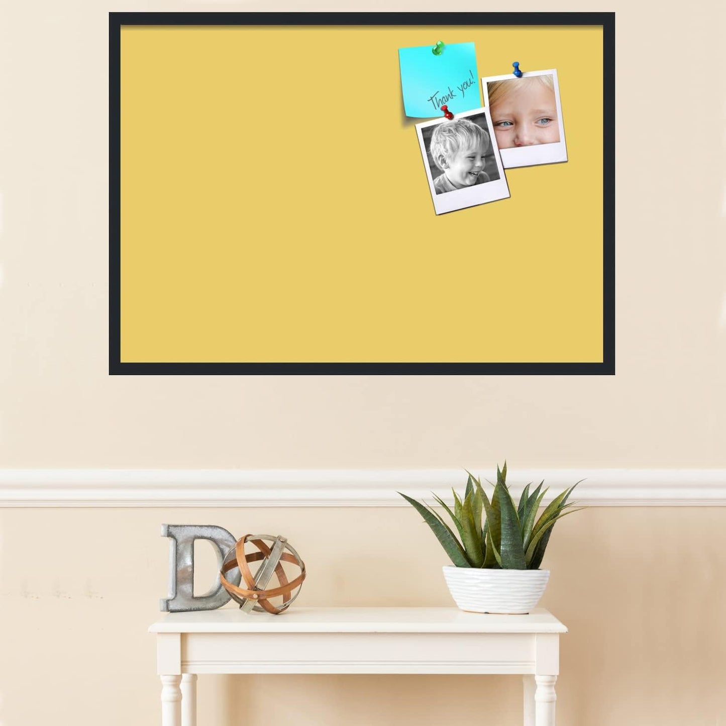 PinPix 40x28 Inch Cork Bulletin Board. This Decorative Framed Pin Board Comes with Honey Pastel Design and a Satin Black Frame. Ideal for Home Office Decor or Message Board (PinPix-1810)