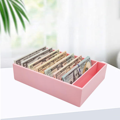 Money Organizer for Cash, 8 Compartment Pink Acrylic Money Holder, Cash Tray, Cash Box, Cash Organizer for Bills