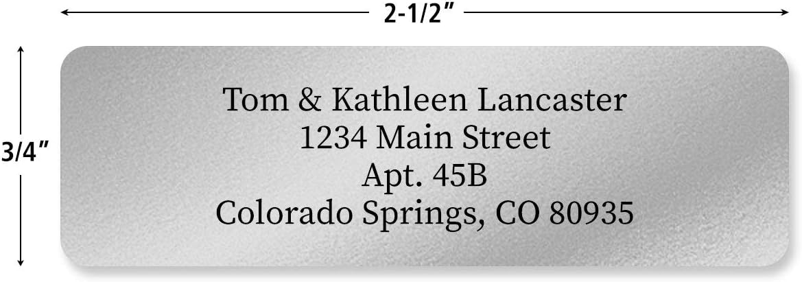 Personalized Return Address Labels, Roll of 250 Silver Foil Self-Adhesive Labels Without Dispenser, Customize with Name & Shipping Address, Colorful Images