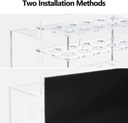 HBlife Acrylic Magnetic Dry Erase Marker Holder for Whiteboard, Wall Mount 10 Slots Magnet Pen Pencil Holder for Fridge Refrigerator, Locker Organizer Accessories for School Classroom Office, Clear