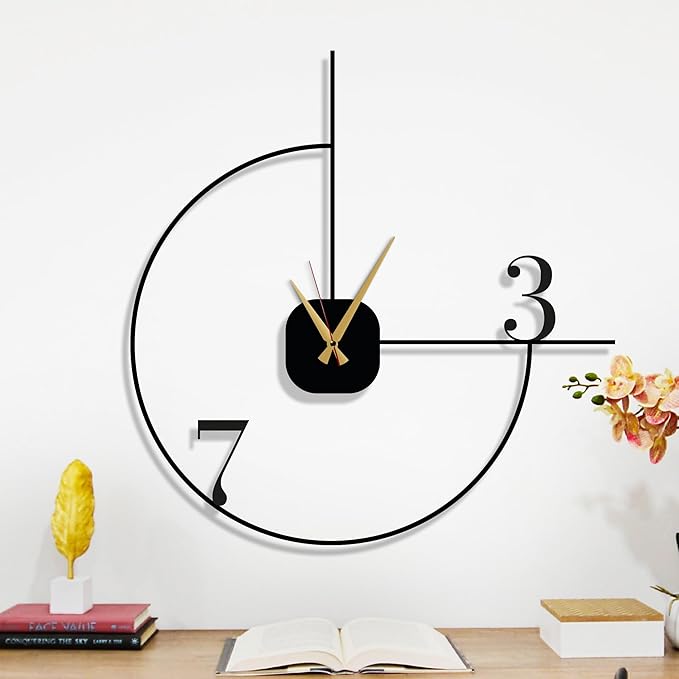 Minimalist Wall Clock 20-Inch – Black Metal, Silent Non-Ticking Quartz, Sleek Contemporary Design for Living Room, Kitchen, Office