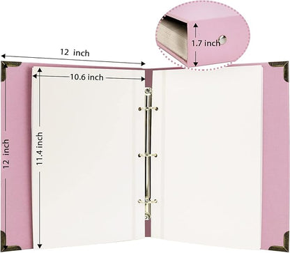 Vienrose Photo Album Self Adhesive 60 Pages Hardcover with DIY Scrapbooking Kit 3 Rings Paper Scrapbook for Lover Friends Kids Wedding Pink